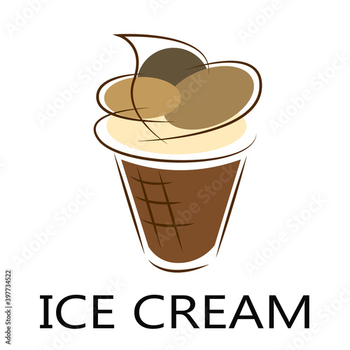 Digital ice cream icon. Modern Logo Design for your New Ice Cream Menu. Vector Illustration Simple Design.