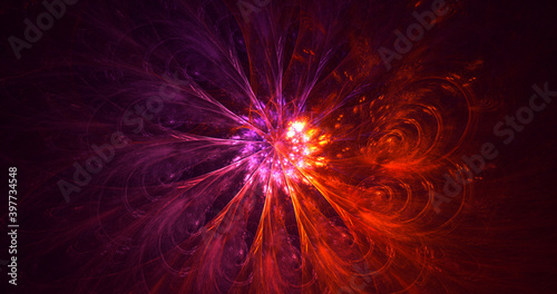 3D rendering abstract multicolor fractal light background