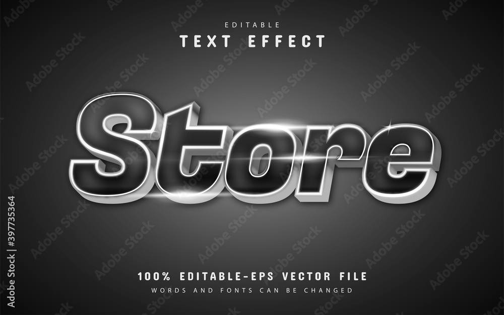 Store text effect with silver color