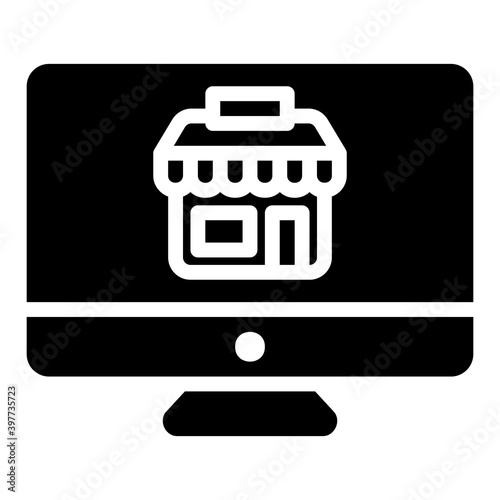 Online Store icon vector illustration in solid style for any projects