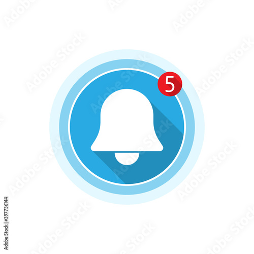 Bell Notification pop up, Number of unopened or unread notifications concept illustration flat design vector eps10. simple, elegant and modern style graphic element for app or website ui ux, icon