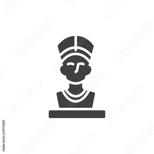 Nefertiti Queen vector icon. filled flat sign for mobile concept and web design. Ancient Egyptian queen Nefertiti glyph icon. Symbol, logo illustration. Vector graphics