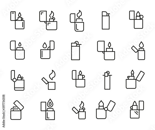 Simple set of lighter icons in trendy line style.