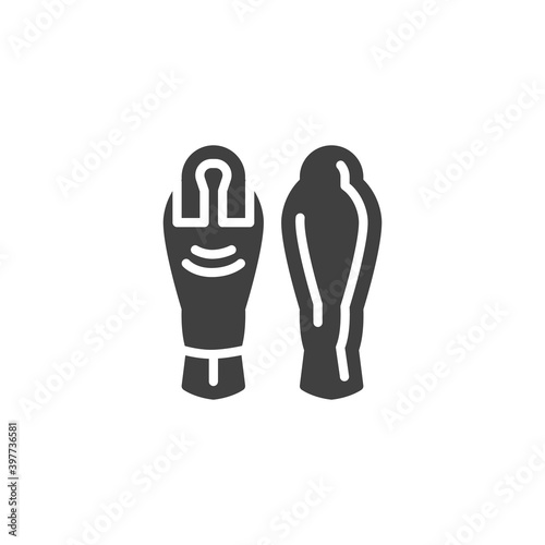 Egyptian sarcophagus vector icon. filled flat sign for mobile concept and web design. Egyptian mummy sarcophagus glyph icon. Symbol, logo illustration. Vector graphics