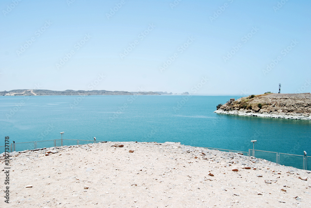 Lake Nasser. Large artificial lake in southern Egypt. The famous temple of Abu Simbel is now on its bank