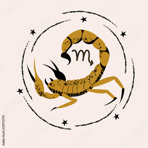 Sign of the zodiac Scorpio. Constellation of the Scorpion. Vector illustration.