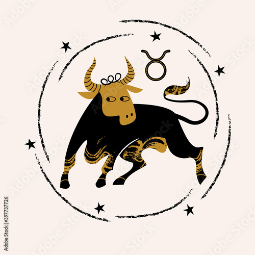 Taurus is a sign of the zodiac. Horoscope and astrology. Vector illustration in a flat style.