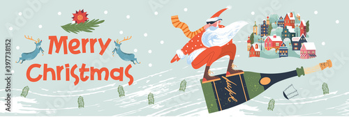 Merry Christmas. Vector illustration, greeting card.