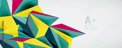Vector triangle geometric backgrounds. Low poly 3d shape on light backdrop. Vector illustration for covers, banners, flyers and posters and other designs Free Download Vector triangle geometric backgrounds. Low poly 3d shape on light backdrop. Vector illustration for covers, banners, flyers and posters and other designs - GFXLoad