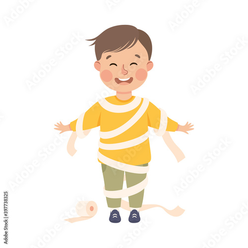 Little Child with Bad and Naughty Behavior Vector Illustration