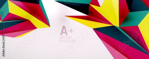 Vector triangle geometric backgrounds. Low poly 3d shape on light backdrop. Vector illustration for covers  banners  flyers and posters and other designs