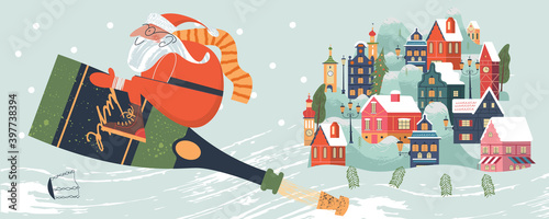 Merry Christmas. Vector illustration, greeting card.