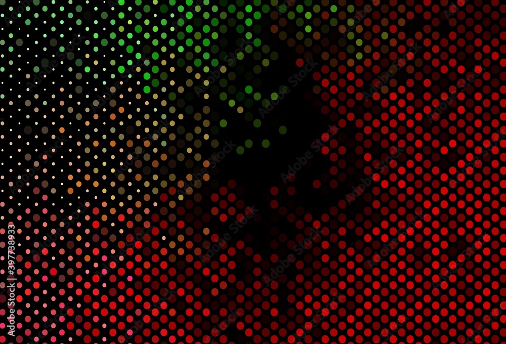 Dark Green, Red vector backdrop with dots.