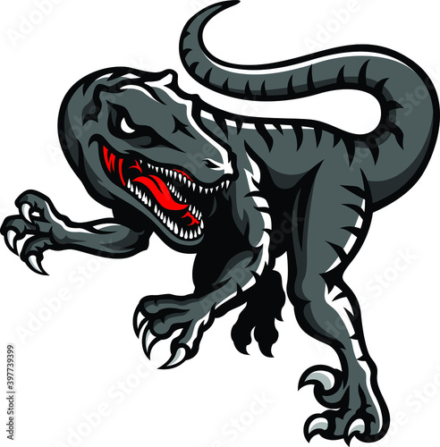 Illustration of Aggressive Velociraptor Dinosaur photo