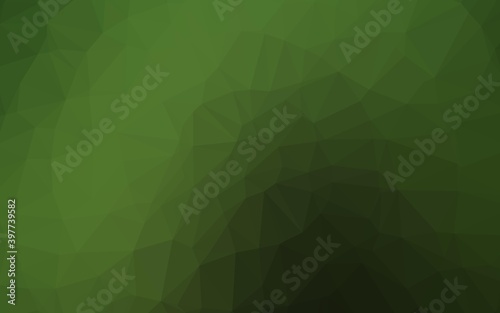 Dark Green vector low poly cover.