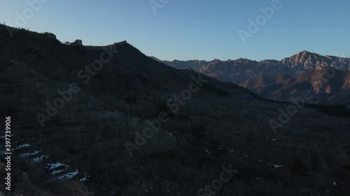 Aerial photography of the ancient Great Wall of China
