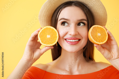 Beautiful young woman with ...