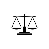 Equilibrium Scale Balance, Justice Libra. Flat Vector Icon illustration. Simple black symbol on white background. Equilibrium Scale Balance, Libra sign design template for web and mobile UI element.