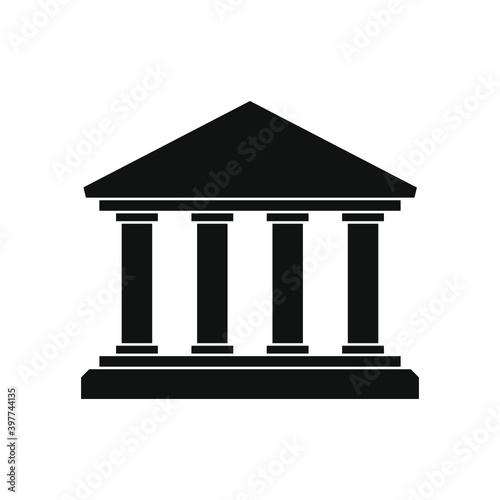Bank vector icon. Business and economy symbol. Ancient greek temple shape sign. Architecture building logo.