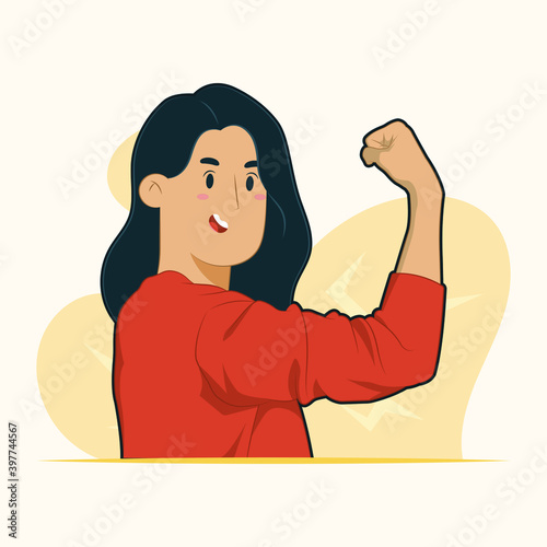 Young woman hand fist concept