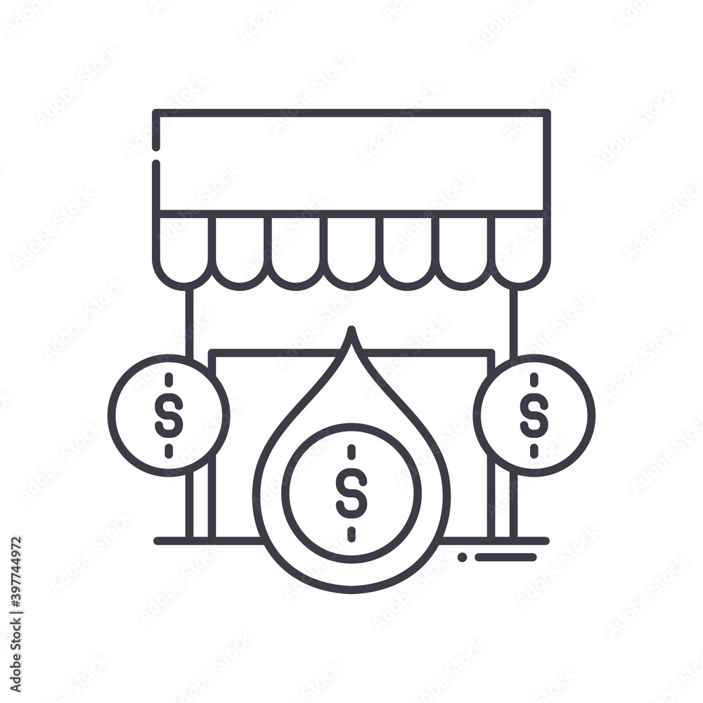 Oil market icon, linear isolated illustration, thin line vector, web design sign, outline concept symbol with editable stroke on white background. Oil market icon, linear isolated illustration, thin line vector, web design sign, outline concept symbol with editable stroke on white background.