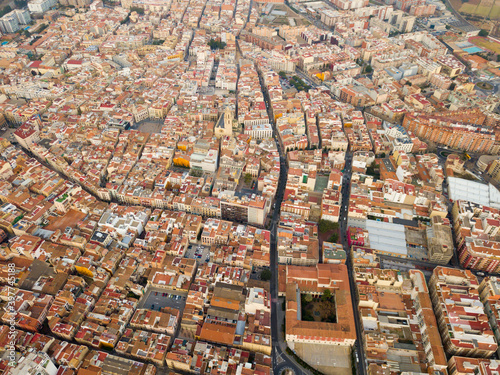 Panoramic aerial perspective of Reus cityscape, Tarragona, Catalonia
