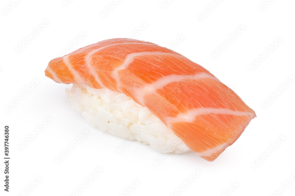 Nigiri sushi piece isolated on white background
