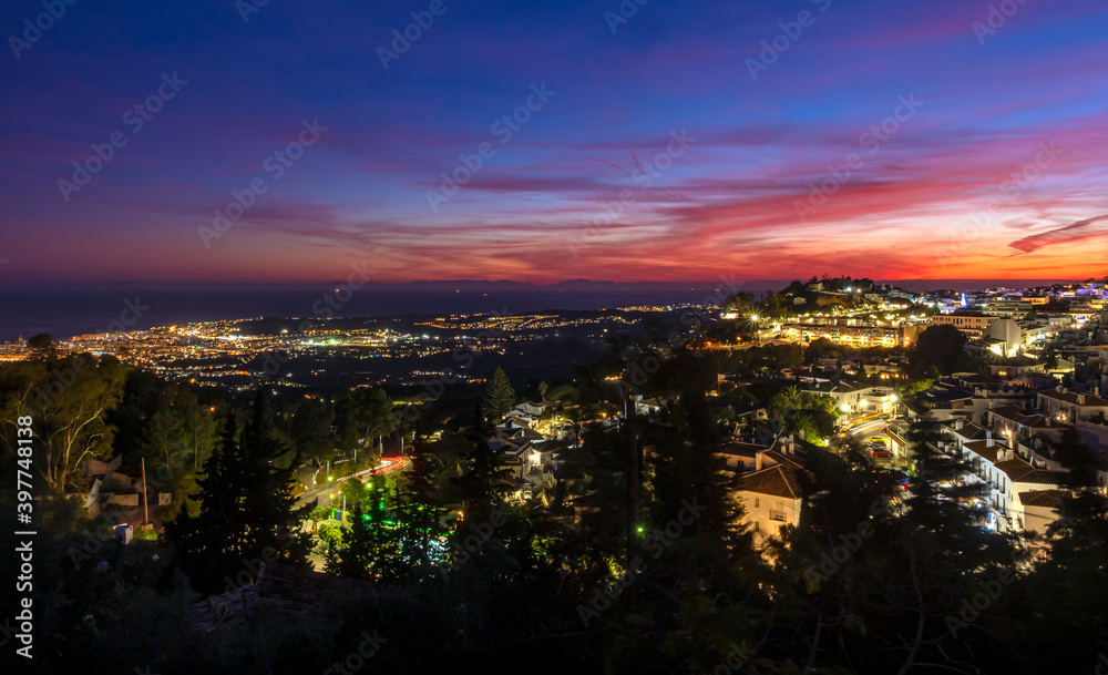 Mijas village in Andalusia at night, Spain