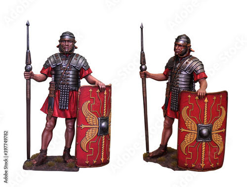 Roman legion. Legionnaires before the battle. Historical illustration.	 photo