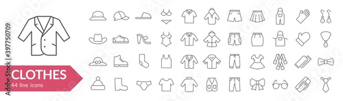 Clothes line icon set. Isolated signs on white background. Vector illustration. Collection