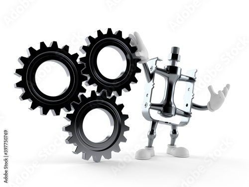 Bilde på lerret Bicycle pedal character with gear wheels