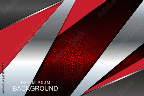 Abstract design with gradient, red mesh lattice, geometric stripes