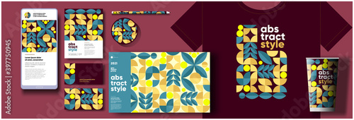 Set of vector illustrations. Background images, holiday abstract patterns and textures for holiday packaging. Corporate identity, branding, mobile phone, package, postcard, I. D. badge.