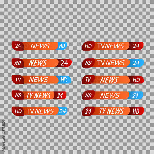 Breaking news template title, TV channel live report bars. Breaking news. Broadcasting banners tv sport video interface vector graphic.