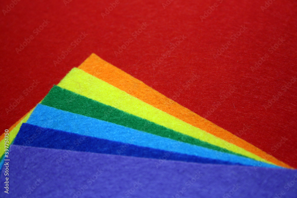 Obraz premium Fan of colored bright felt textile material