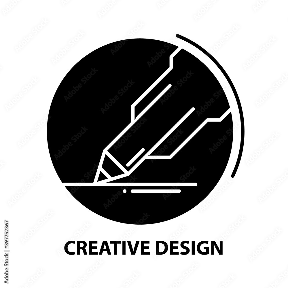 creative design icon, black vector sign with editable strokes, concept illustration creative design icon, black vector sign with editable strokes, concept illustration
