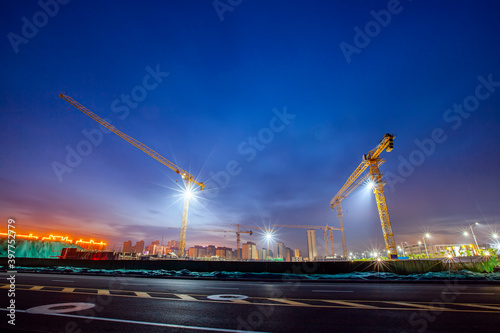 The building site is in the evening