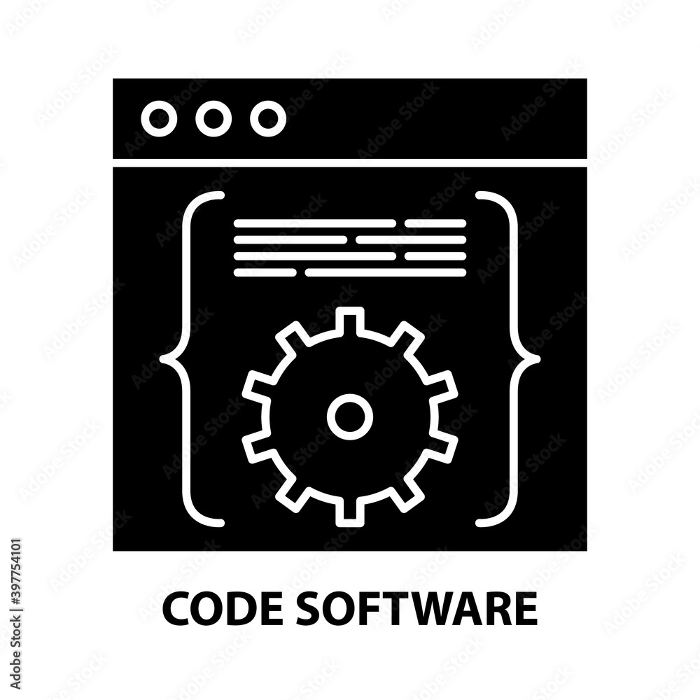 code software icon, black vector sign with editable strokes, concept illustration