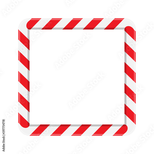 Candy cane square frame. Red and white stripes border. Christmas lollipop pattern. Holiday xmas background. Vector illustration with copy space. scrapbooking template.