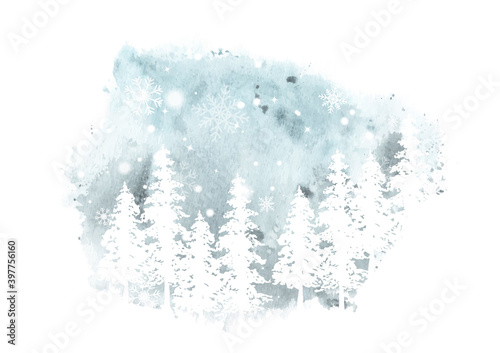 Winter christmas watercolor art card