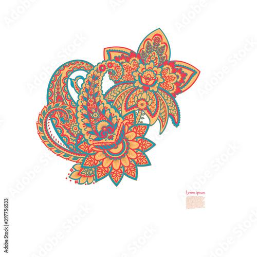 Paisley vector pattern. Fantastic flower  leaves