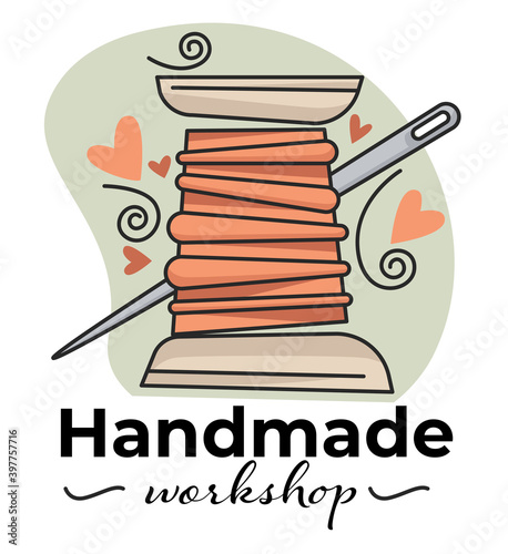 Handmade workshop on needlework and sewing vector