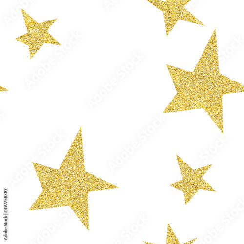 Pattern with stars with golden texture isolated on white background