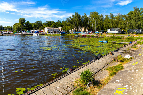 Yacht marina in Zegrze resort town at Narew river and Zegrzynskie Reservoir Lake in Mazovia region, near Warsaw, Poland photo