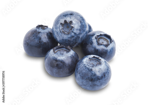 macro close up a pile ripe blueberry isolated on white background