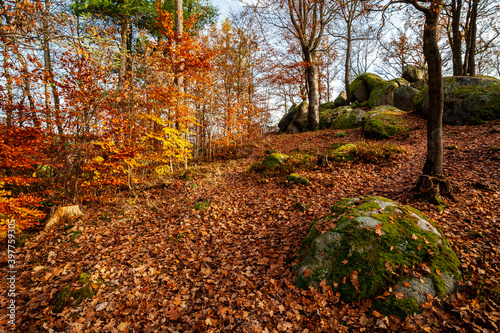 Druidenstein an einem sonnigen Herbsttag photo