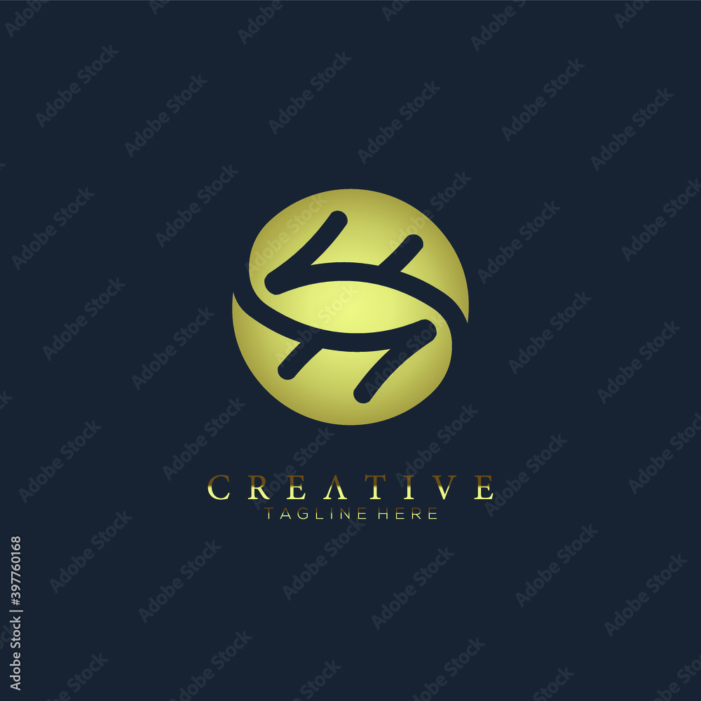 The gold circle eye symbol on a black background. Abstract vector logo design template The gold circle eye symbol on a black background. Abstract vector logo design template