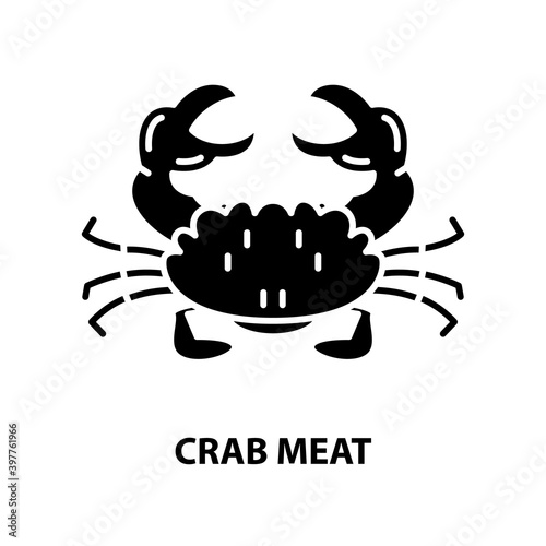 crab meat icon, black vector sign with editable strokes, concept illustration