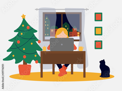 home office at Christmas and new year