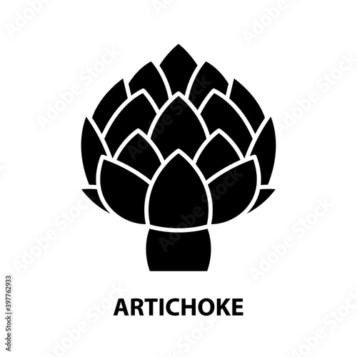 artichoke symbol icon, black vector sign with editable strokes, concept illustration